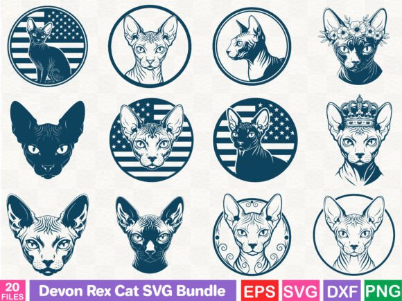 Devon Rex Cat SVG Bundle