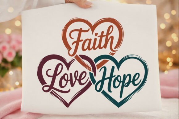 Faith Hope Love Hearts PNG SVG