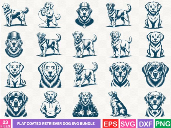 Flat Coated Retriever Dog SVG Bundle
