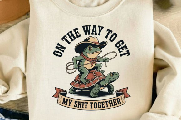 Funny Cowboy Frog Ride Turtle PNG SVG