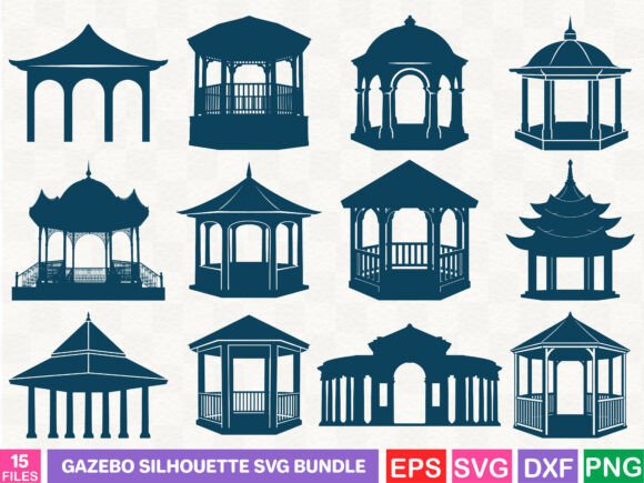 Gazebo Silhouette SVG Bundle