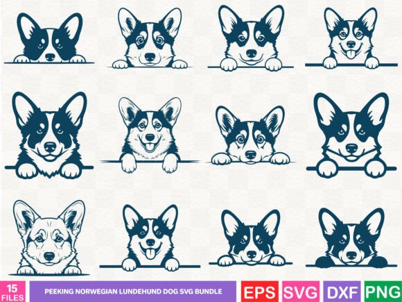 Peeking Norwegian Lundehund Dog SVG Bund