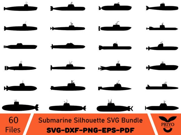 Submarine Silhouette SVG Bundle