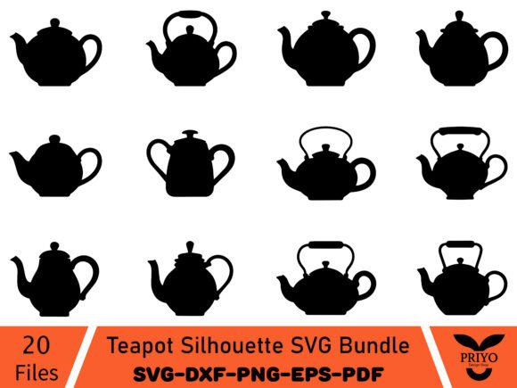 Teapot Silhouette SVG Bundle