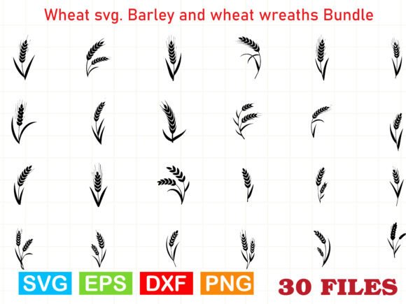 Wheat Svg.Barley Wheat Wreaths Bundle
