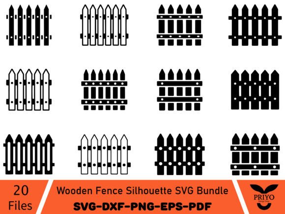 Wooden Fence Silhouette SVG Bundle