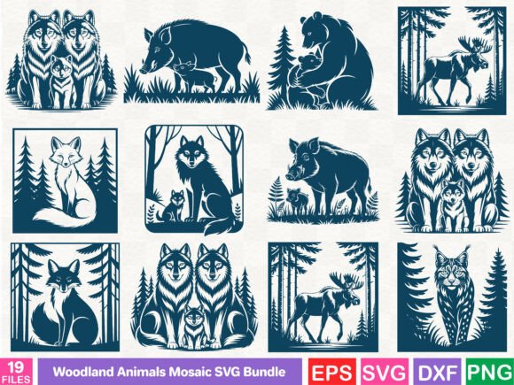 Woodland Animals Mosaic SVG Bundle
